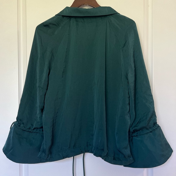 Halogen emerald green zip-up jacket Bell Sleeves with adjustable drawstrings Med - Picture 2 of 6